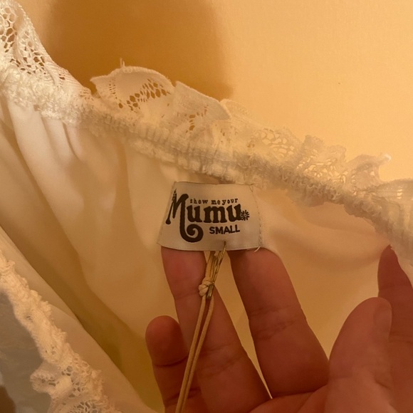 NWT Show Me Your Mumu Bess Lace Tiered Off the Shoulder Dress in Cream - Picture 3 of 8